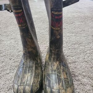 LaCrosse Lil’ Burly insulated hunting boots in camo print, youth size 12.